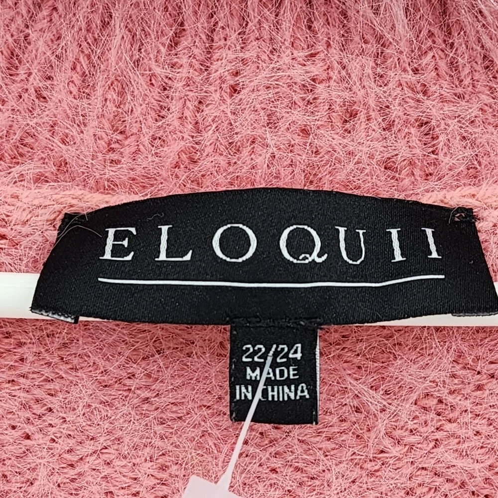 Eloquii Women's Plus Turtle Neck Cutout Pink Tunic Sweater Sz 22/24